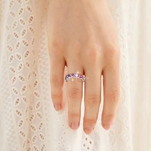2023 Új Multi Színes Cirkon Női Gyűrű Egyszerű Divat Ékszerek Legnépszerűbb Tartozékok Gyűrű Rose-t (Ezüst, 10)