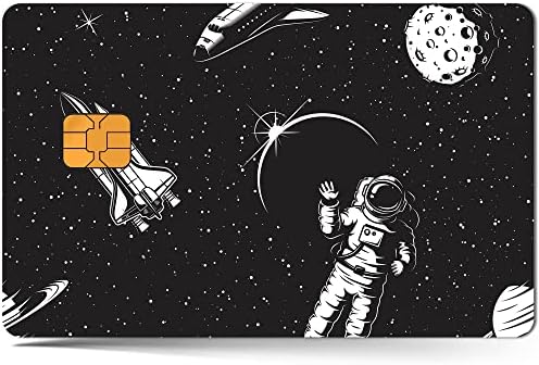 4db Kártya, Matrica Fekete-Fehér Stílus Bolygó Űrhajós - Trippy Vinyl Matrica Hitel,Bankkártya,Szállítás Kártya,kulcskártya,