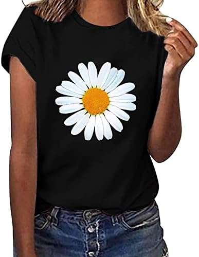 Nyári Tshirts a Nők, 2023, Női Rövid Ujjú Blúz, Daisy virágmintás Alapvető Nyári Laza Póló,