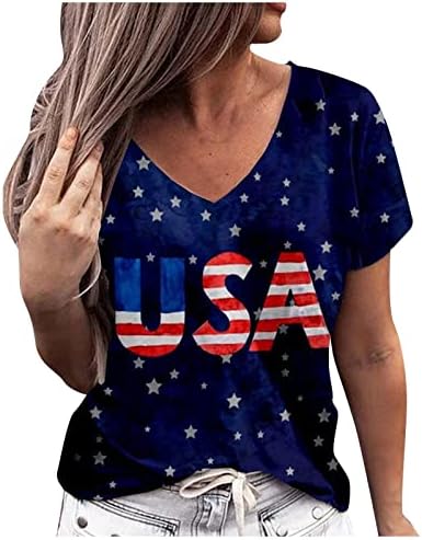 Hazafias Pólók Női Amerikai Zászló Tshirt Alkalmi Nyári Felsők, Rövid Ujjú Pólók Csillagok, Csíkos, Kényelmes Laza, Trendi