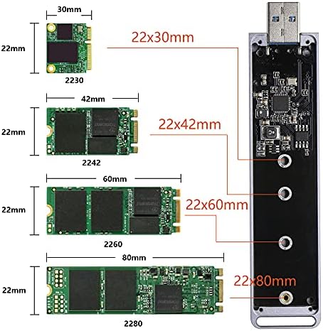 CERRXIAN M. 2 B Gombot SATA SSD Burkolat Adapter, Alumínium, A-Típusú USB 3.0 NGFF Merevlemez Külső Burkolat a 2230/2242/2260/2280(B)