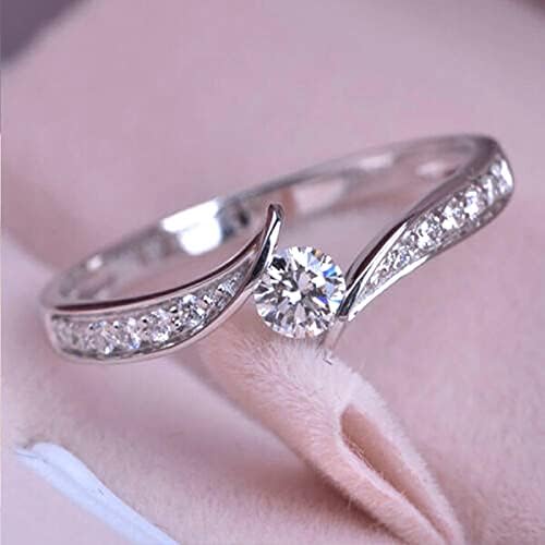 2023 Új Női Gyémánt Gyűrű, Eljegyzési Gyűrűk Nyilatkozat Gyűrűk, Minden Nő Fogatlan Gyűrű (Ezüst, 8)