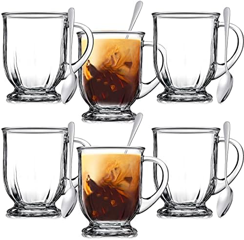 6 Készletek 24 oz Nagy Üveg Kávés Bögre Kanállal Tiszta Kávés Bögre, Nagy, Világos, egy Csésze Tea Nagy Kapacitású Kávé Szemüveg