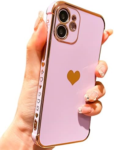 MTBacon Kompatibilis az iPhone Mini Case 12 Luxus Galvanizáló Szerelmes Szív Galván Szélén Aranyos Kis Szerelmes Minta a