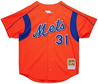 Mitchell & Ness MLB New York Mets Mike Piazza 2004 Hiteles Gomb Elülső Jersey