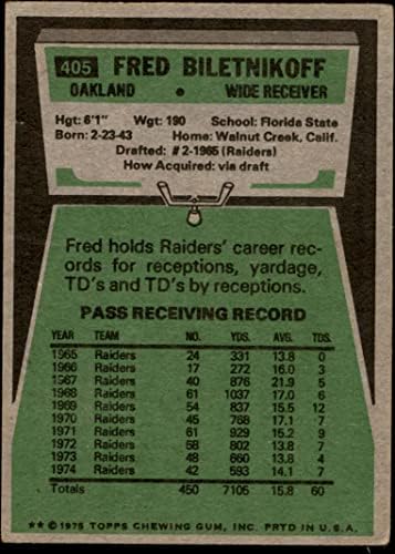 1975 Topps 405 Fred Az Oakland Raiders (Foci Kártya) GD+ Raiders Floridai St.