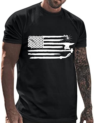 XXBR Férfi Függetlenség Napja, Rövid Ujjú Ingek,Férfi július 4. az Amerikai Zászló Maximum Alkalmi Nyomtatott Sleeve T-Shirt