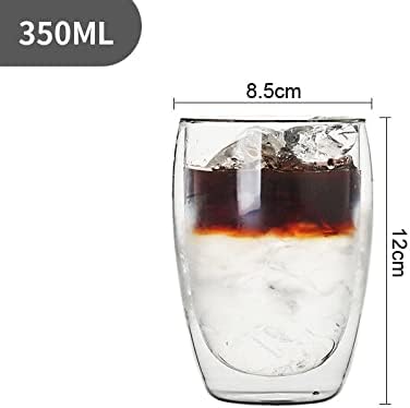 DSFEOIGY 350ML duplafalú Üveg pohár, Átlátszó Kézzel készített Tea Csésze Mini Whisky Csésze Eszpresszó Kávét (Szín : Egy,