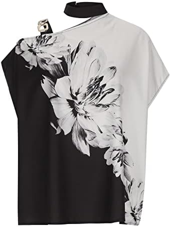 2023 Női Kötőfék Nyakam, Vállam, Maximum Rövid Ujjú denevérszárnyat akar Alkalmi Laza Dolman T-Shirt virágmintás Blúz