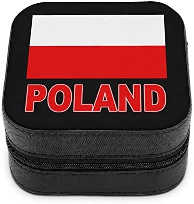 Lengyel Zászló Ékszer Doboz PU Bőr Hordozható Kijelző Tároló Doboz Jogosultja Mini Esetben a Nők Ajándék