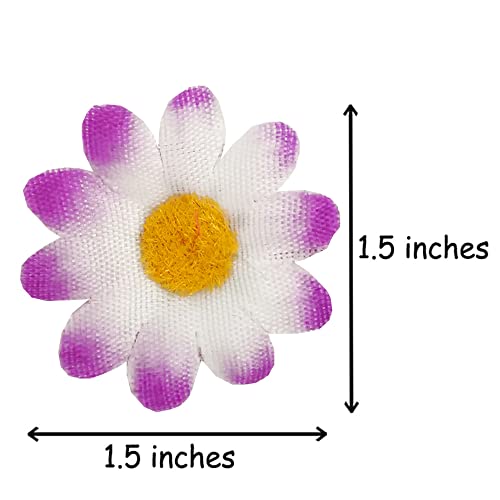 12db Női Édes Multi-színes Daisy Haj Klipek Mini Nap Virág Hajtűket a Koszorúslány Esküvői Haj Tartozék (lila-fehér gradiens)