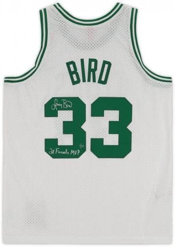 Keretes Larry Bird Boston Celtics Dedikált Fehér Mitchell & Ness 1985-1986 Swingman Jersey 2x Döntő MVP Felirat, - Limitált