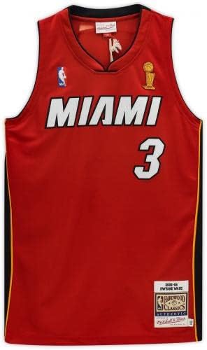 Dwyane Wade, a Miami Heat Dedikált Piros Mitchell & Ness Hiteles Jersey - Dedikált NBA Mezek