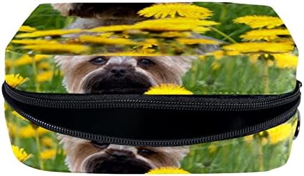 Lóg Utazási Tisztálkodási Táska, Hordozható Smink Szervező, Kozmetikai tartó Kefe Szett, Állat Yorkshire Terrier Között Virágok