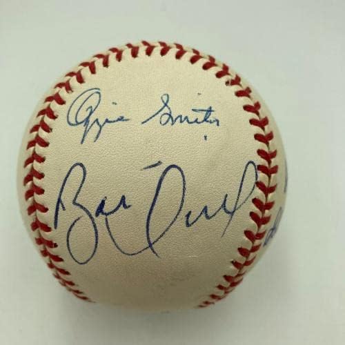 Stan Musial Bob Gibson Lou Brock Jack Buck Bíborosok Legendák Aláírt Baseball SZÖVETSÉG - Dedikált Baseball