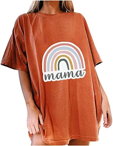 2023 Rövid Ujjú Pamut Mama Grafikus Alkalmi Laza Fit Középkori Blúz Tshirt a Tini Lányok a Férfi Nyári Ing