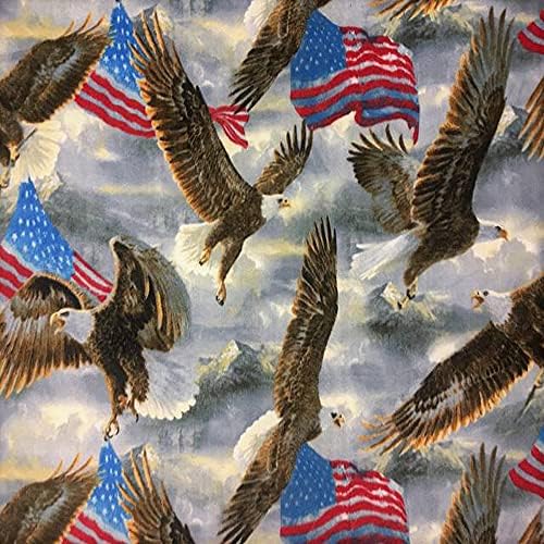 Pico Textíliák 15 Yard Bolt - Eagles AMERIKAI Zászlók Allover Gyapjú Szövet - Által Értékesített A Villám - Print Gyapjú