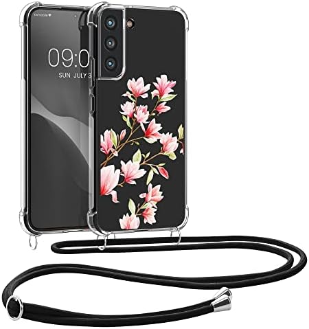 kwmobile Kors Esetben Kompatibilis a Samsung Galaxy S22 Plusz Esetben Heveder - Magnóliák Rózsaszín/Fehér/Átlátszó