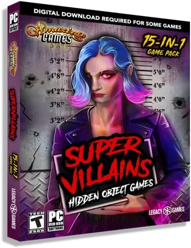 A csodálatos Rejtett Tárgy Játék PC: Supervillains, 15 Játék DVD Csomag + Digitális Letöltés Kódok (PC)