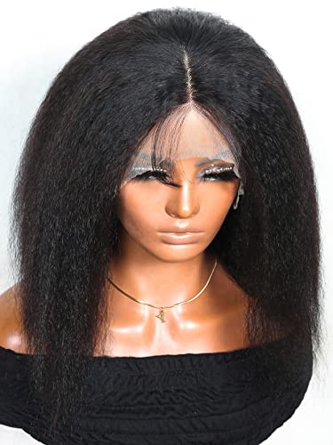 VDESC Emberi Csipke Paróka 13*6*1 Csipke Elöl Rövid Afro Egyenesen Emberi hajból készült Paróka, Fekete Nők ( Szín : 150Density