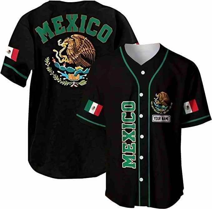 Személyre szabott Mexikó Mexikói Sas AOP Baseball Jersey Unisex XS-5XL, Mexikó Baseball Jersey-ben, Mexikóban, Póló, Baseball
