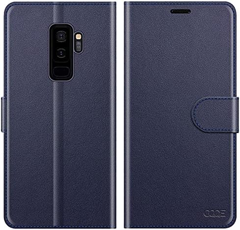 OQQE Samsung Galaxy S9+ / S9 Plusz 6.2 Tárcája az Esetben，Marhabőr Valódi Bőr Folio Flip Cover Shell Anti-Őszi Ütésálló TPU