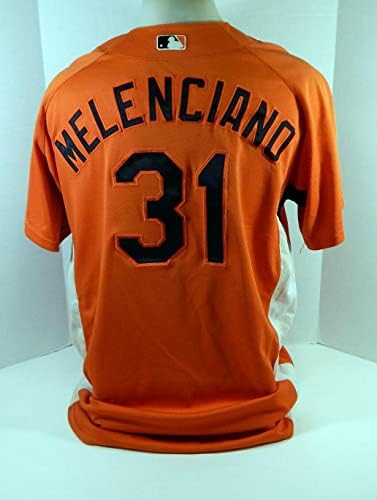 2007-08-Baltimore Orioles Jaynnertt Melenciano 31 Játékban Használt Narancssárga Mez BP ST - Játék Használt MLB Mezek