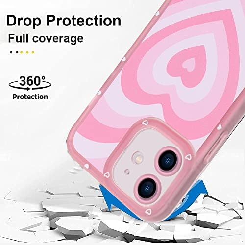 OOK Puha tok iPhone 12 körös Sokk Abszorpciós Védelem Rugalmas TPU Fedő Rózsaszín Szív Design Anti-Semmiből Vékony iPhone