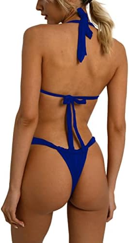 A Nők Bikini Szett Pimasz Kötőfék Háromszög String Kétrészes Fürdőruha Szexi Ruched Brazil Fürdőruha