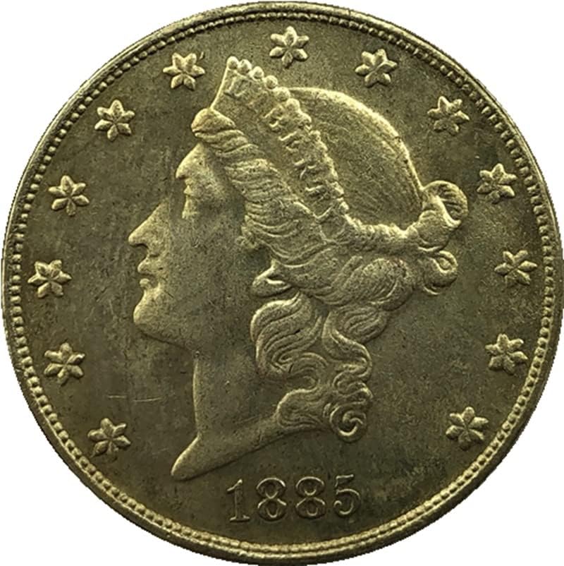 1885S Verzió Amerikai, 20 Arany Érme-Antik Réz Kézműves Külföldi Emlékérme 34MM