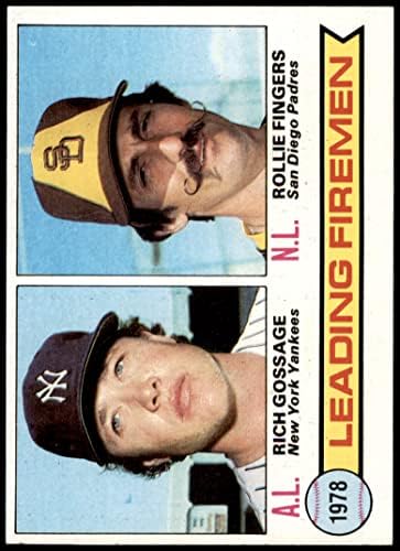 1979 Topps 8 Vezető Tűzoltók Rollie Ujjait/Liba Gossage Yankees/Padres (Baseball Kártya) EX/MT Yankees/Padres