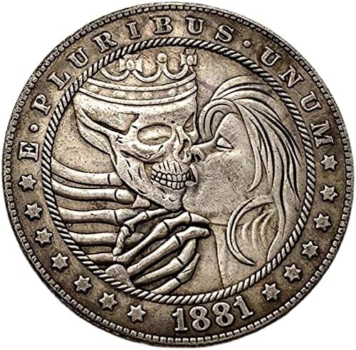 1881 Kóbor Érme Csontváz Párok Kedvenc Ezüst Bevonatú Érme, Emlékérme, A Bitcoin Virtuális Érme Dekoráció Gyűjthető Érme