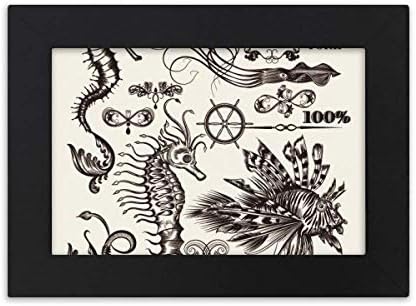 hideg mester DIY labor Fekete Hippocampus Tengeri Élet Illusztráció Asztali Képkeret Fekete Kép Art Festmény 7x9 inch