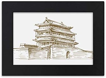 hideg mester DIY labor Pekingi Palota Mérföldkő Vázlat Asztali Képkeret Fekete Kép Art Festmény 7x9 inch