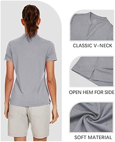 MeetHoo a Nők V-Nyak Golf Pólók Collarless Könnyű Alkalmi Tenisz, Futó T-Shirt Rövid Ujjú & Ujjatlan