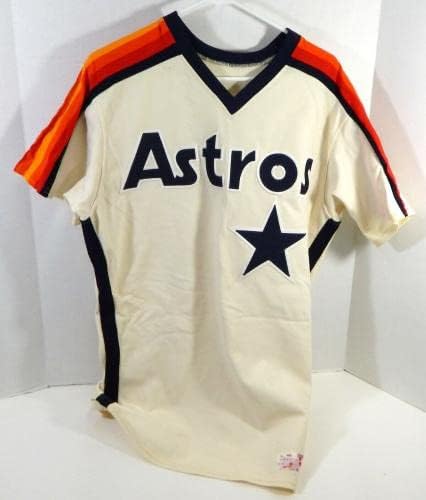 1984-86 Houston Astros Jeff Calhoun 49 Játék Használt Krém Jersey 42 DP22598 - Játék Használt MLB Mezek