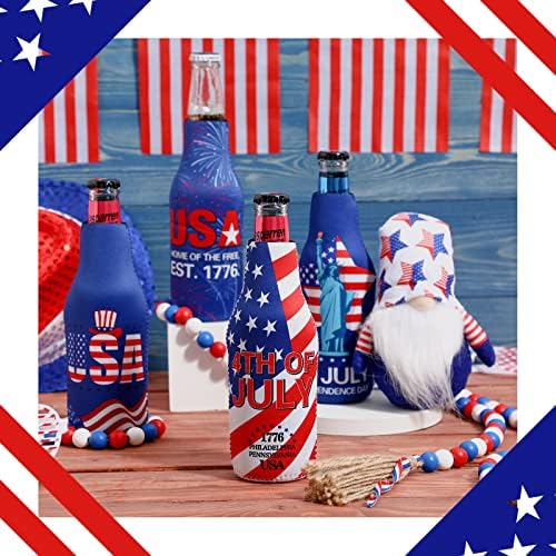 8 Db Hazafias Amerikai USA Zászló Üveg Sört Ujjú 12 oz Neoprén július 4 Üveg Hűtők Újrahasznosítható Üveg Fedél Cipzár a
