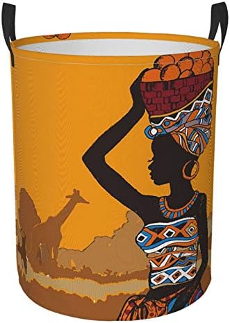 KiuLoam Afrikai Fekete Nő Szennyes Kosarat, Hálószoba Gátolják Összecsukható Vízhatlan Oxford Szövet Kezelni Összecsukható
