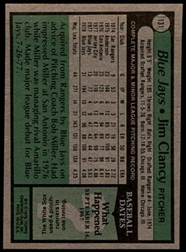 1979 Topps 131 Jim Clancy Toronto Blue Jays (Baseball Kártya) Dean Kártyák 5 - EX Blue Jays