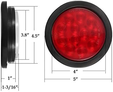 Partsam 4db 4 es Kerek Led-es Pótkocsi hátsó Lámpák Kit Piros 12 LED-es Vízálló 4 Fék Ne Kapcsolja Farok Jelölő Pótkocsi