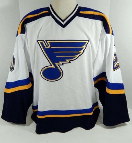 2001-02 St. Louis Blues Dale Clarke 20 Játék Kiadott Fehér Jersey DP12205 - Játék Használt NHL-Mezek