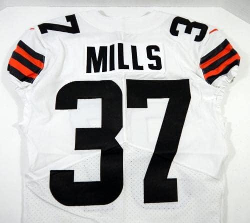 2021 Cleveland Browns Bryan Mills 37 Játék Kiadott Fehér Jersey 38 DP23445 - Aláíratlan NFL Játék Használt Mezek