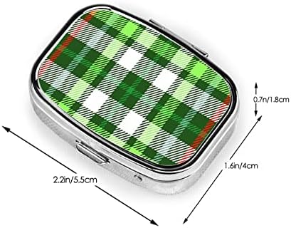 Skót Kockás Kockás Zöld Négyzet Mini Tabletta Doboz Fém Gyógyszer Szervező Utazási Barátságos Hordozható Tabletta Esetében