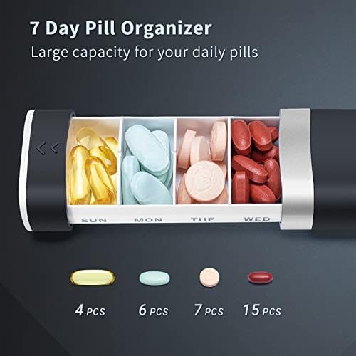 2 Csomag Zoksi Heti Tabletta Szervező 7 Nap 1 Alkalommal egy Nap,Utazási Gyógyszeres Doboz, Fekete Hordozható Tabletták Esetében