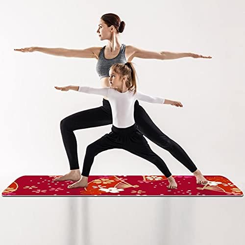 Piros Japán Fan cseresznyevirág Extra Vastag Yoga Mat - Környezetbarát Csúszásmentes Gyakorlat & Fitness Szőnyeg Edzés Alátét