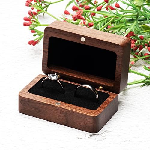 COSISO Régi, Fából készült Gyűrű Doboz, 2 Gyűrű, Egyedi ajánlatot Ajándék, Esküvő, Eljegyzés, valamint Szertartás (Fekete