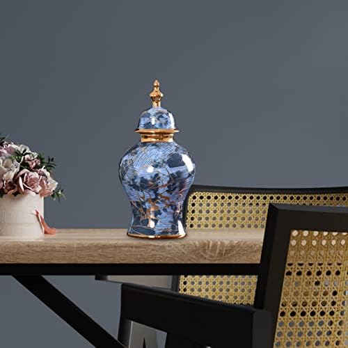 Milageto Kínai Stílusú Kerámia Gyömbér Üveg Fedő Virág Váza Tea Tartály Asztali Dísz Kézműves Porcelán Tároló Üveg Virág